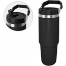 Personalizado Grande - Garrafa Flip Straw Tumbler com Alça Superior e Canudo (900ml) - Preto