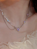 Colar de Pequenas Peças de Prata Siyue] Coração Amoroso com Zircônia, Super Brilhante e Feito à Mão, Elegante e Estiloso. Corrente de Clavícula Doce