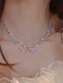 Colar de Pequenas Peças de Prata Siyue] Coração Amoroso com Zircônia, Super Brilhante e Feito à Mão, Elegante e Estiloso. Corrente de Clavícula Doce