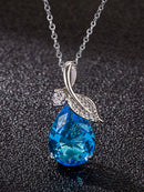 "Colar de Prata com Pingente de Cristal para Mulheres, Doce e Elegante, Ideal para Estudantes"