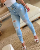 Calça lápis jeans feminina, cintura alta