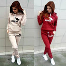 Conjunto de Moletom Feminino  Manga Longa Casual com Capuz Conjunto de Duas Peças para Mulheres