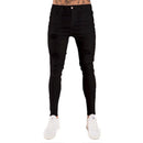 calças jeans masculino rasgado algodão elástico fino ajuste casuais para homens