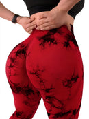 Calças de exercícios de ioga de alta elasticidade tingidas com gravata, leggings de exercícios de corrida fitness, roupas esportivas femininas