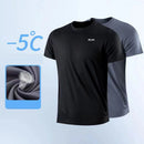 Camiseta masculina de manga curta, academia, corrida, absorção de umidade, exercício, academia, esporte,