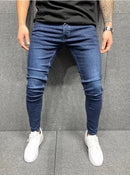 calças jeans masculino rasgado algodão elástico fino ajuste casuais para homens