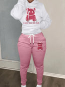 Conjunto de suéter feminino com capuz e moda folgada
