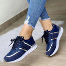 tenis  Moda Feminina: Tênis de Corrida em Couro Patchwork para Outono/Primavera"