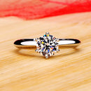 Anel Clássico de Luxo 18K Ouro Branco  Desbota, Solitário de 2 Quilates