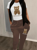 Conjunto de suéter feminino com capuz e moda folgada