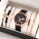 6 pçs conjunto de relógios femininos moda borboleta relógio novo simples casual feminino