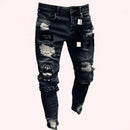 calças jeans masculino rasgado algodão elástico fino ajuste casuais para homens